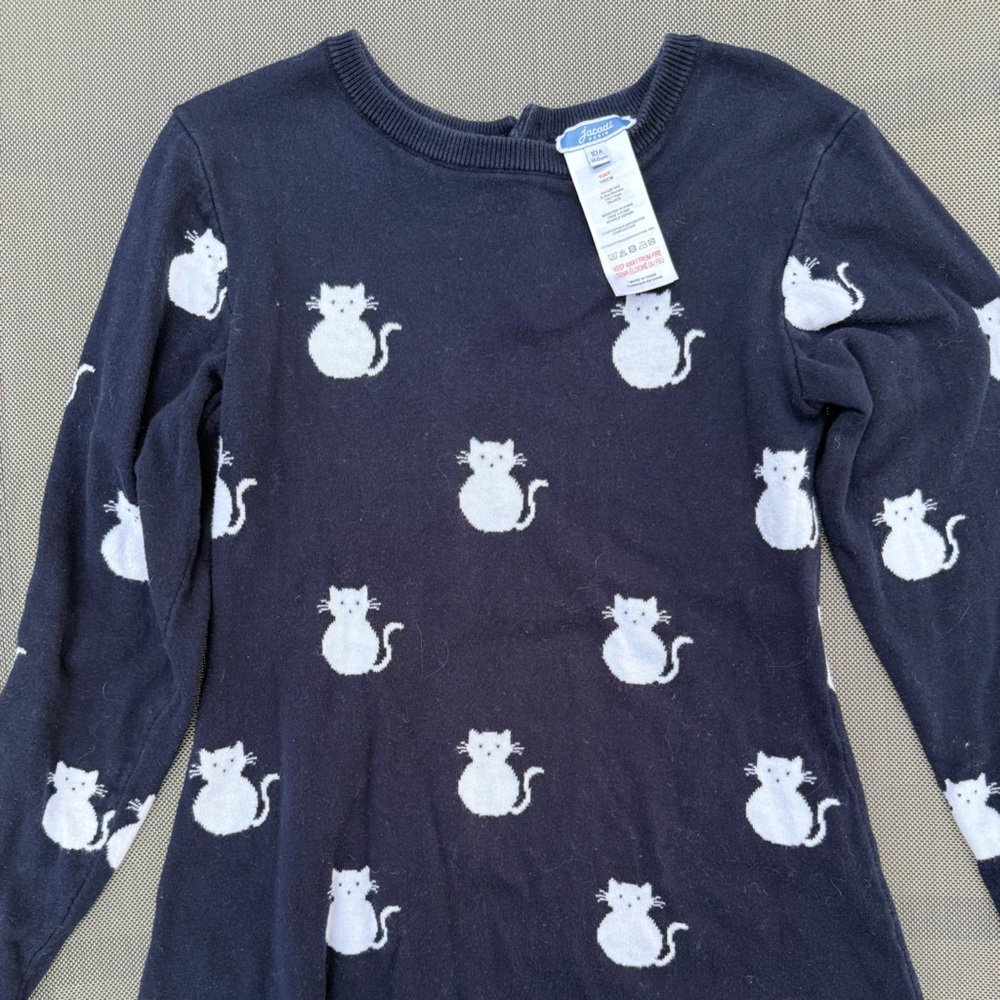 Jacadi Navy Blue Cat Print Dress